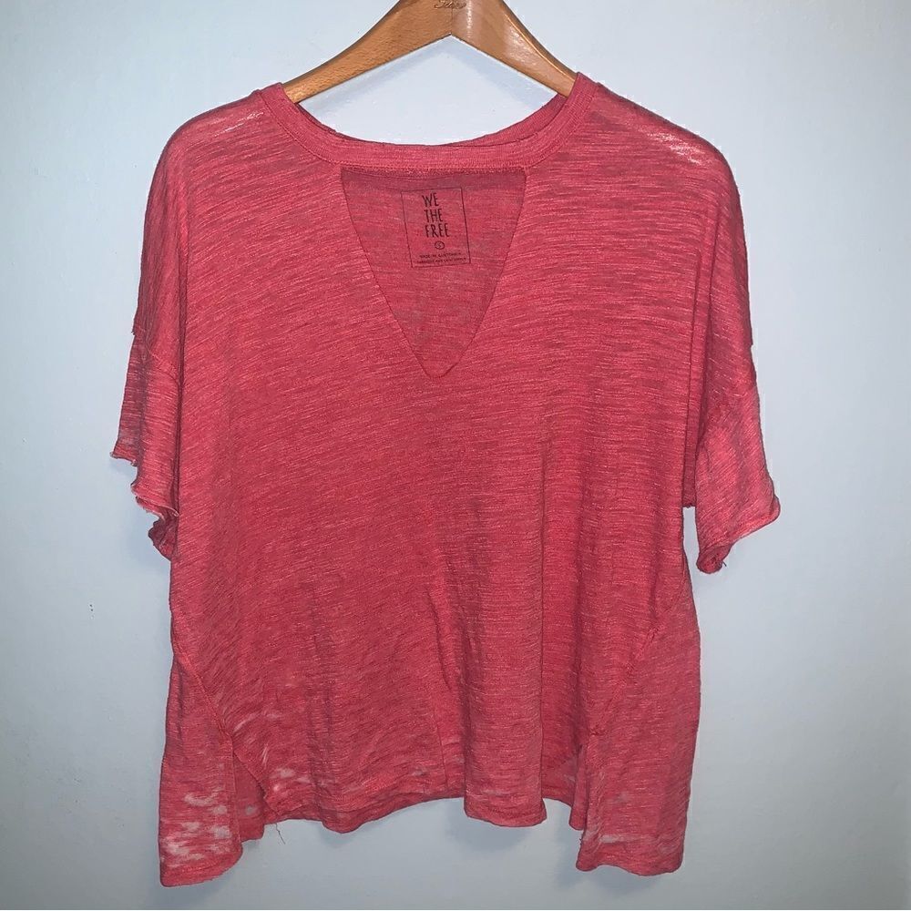 We The Free Red V neck Short Sleeve Small